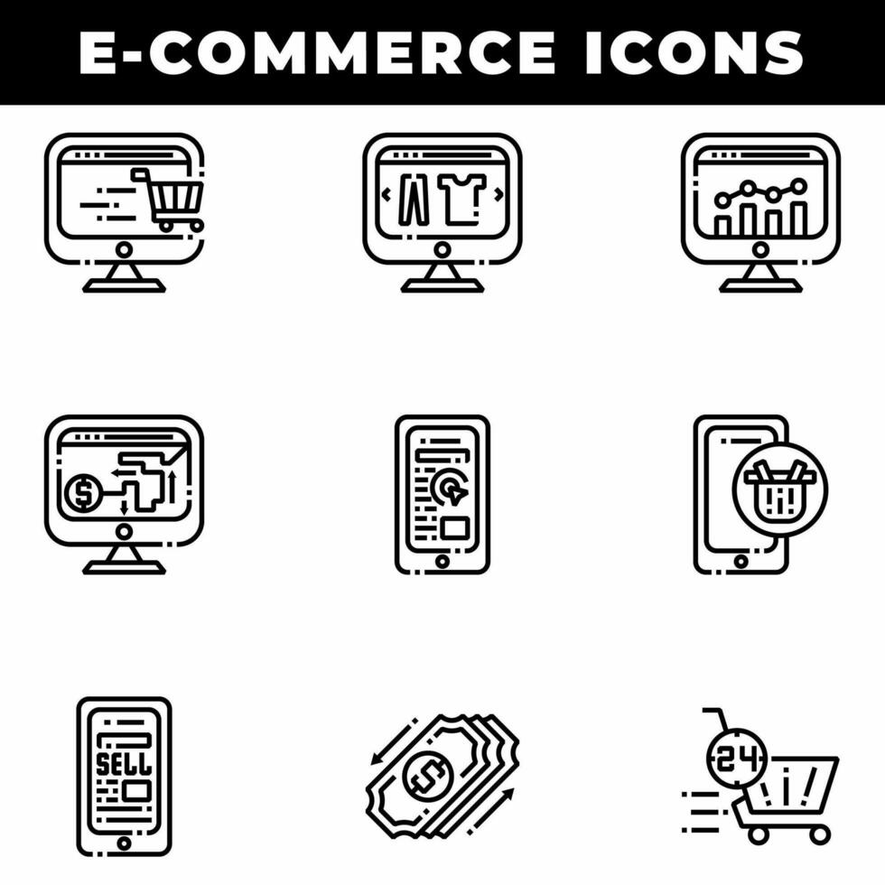 icônes de magasinage e-commerce, y compris le paiement et le panier vecteur