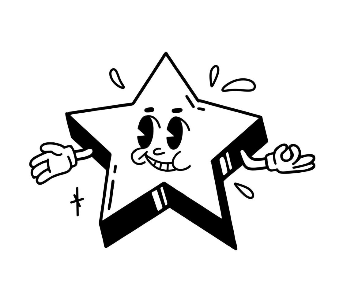 la star rétro est un personnage de dessins animés des années 30. illustration vectorielle de sourire comique vintage vecteur