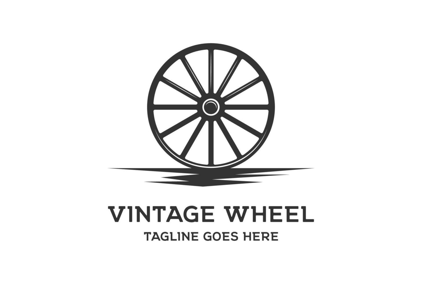 rétro vintage vieux vecteur de conception de logo de roue de chariot en bois