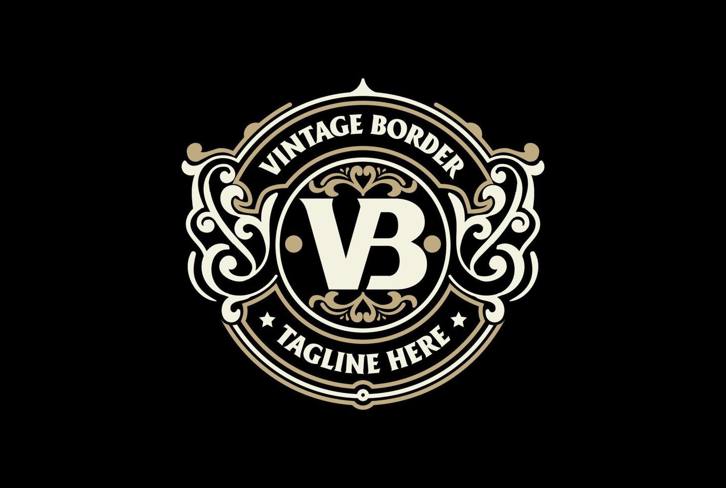 frontière vintage circulaire cadre vintage couronne royale insigne emblème timbre étiquette logo design vecteur