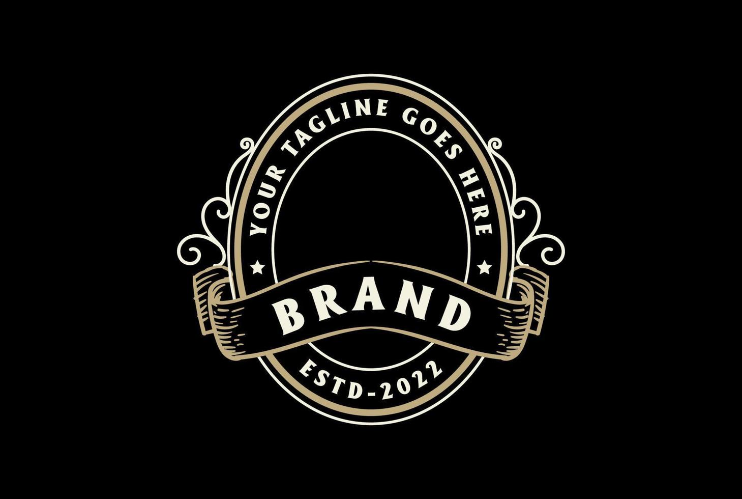 insigne rond blanc vintage emblème timbre étiquette logo design vecteur