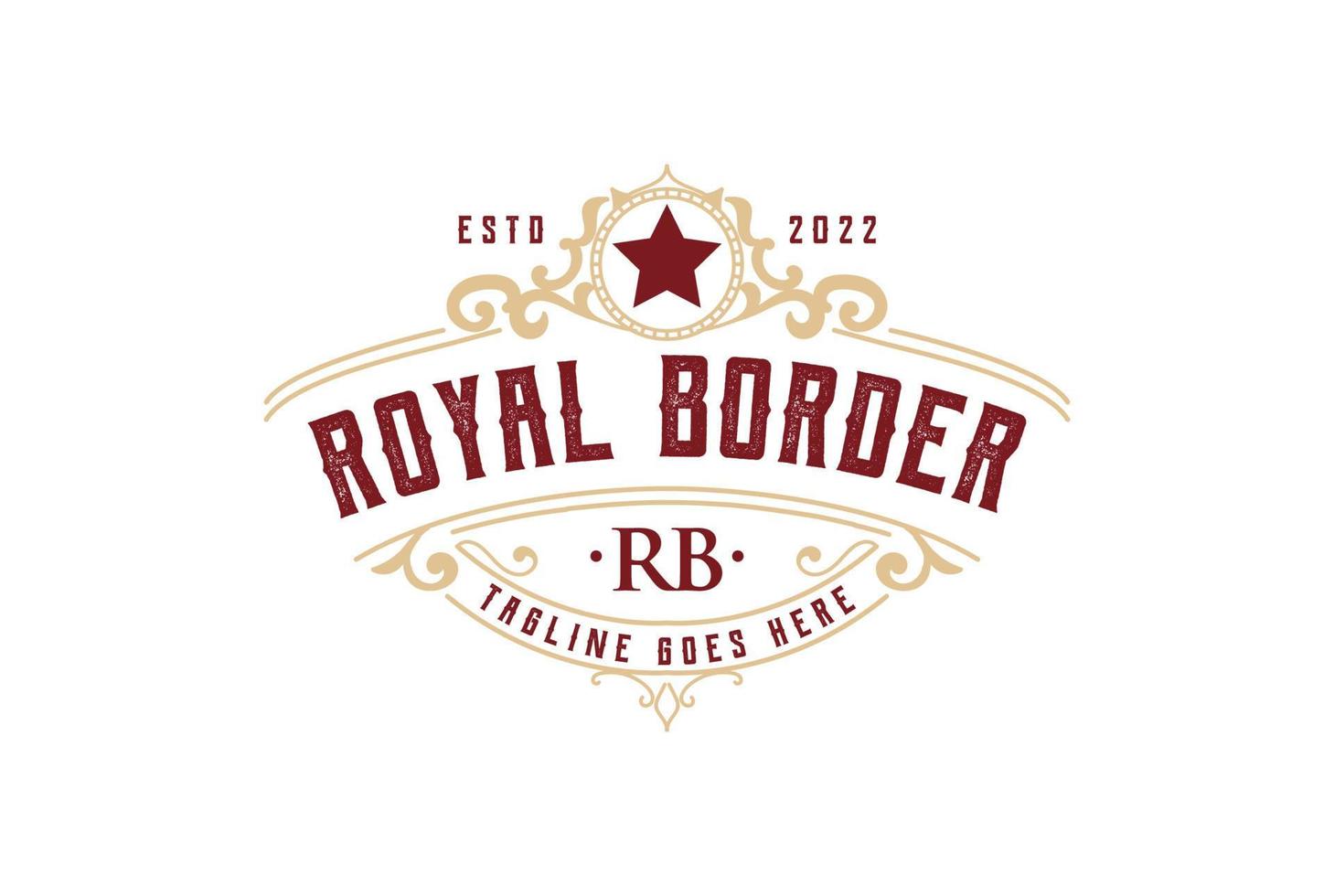 vintage star couronne royale insigne emblème étiquette logo design vecteur