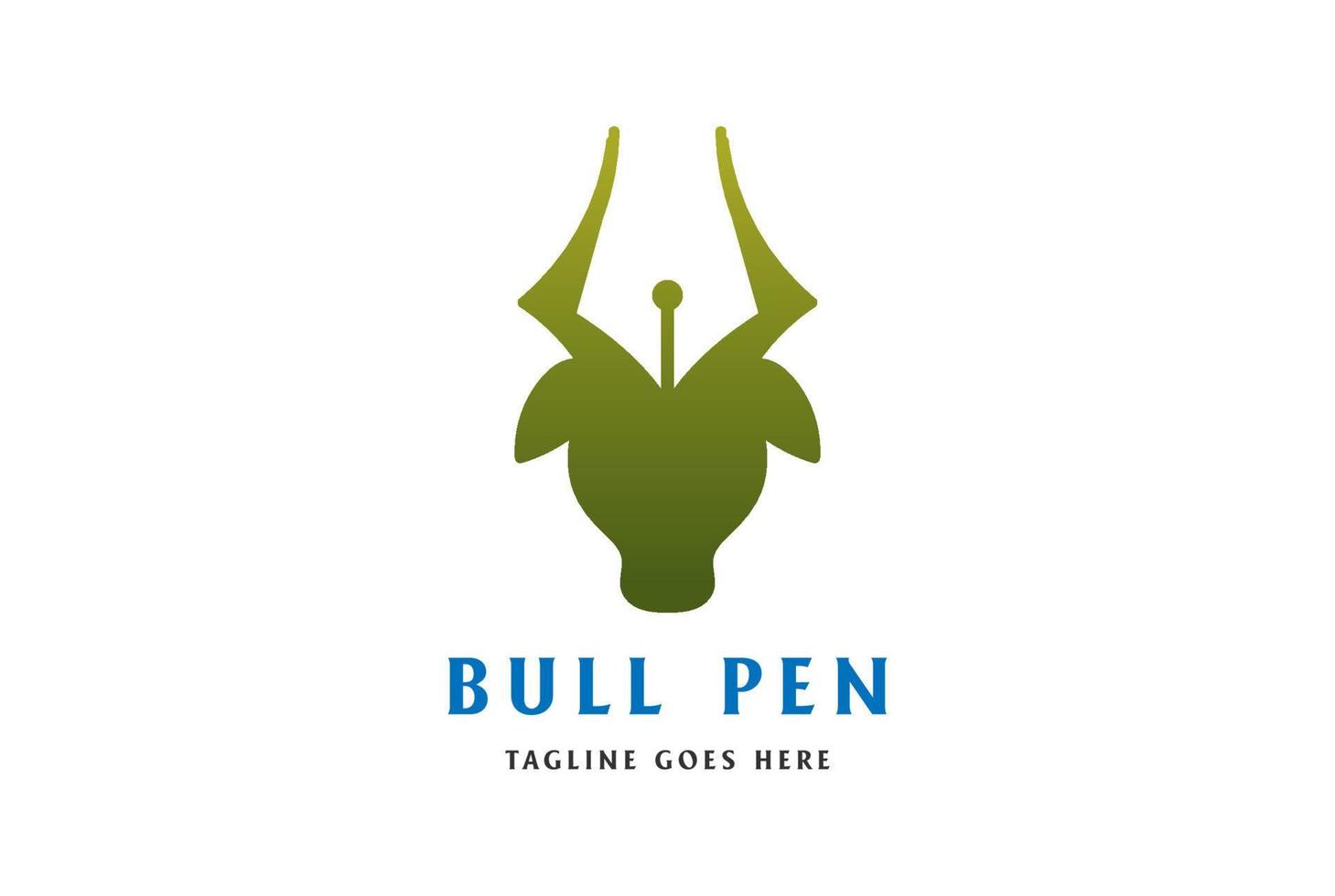 silhouette de tête de taureau de vache avec un crayon pour la création de logo d'art créatif vecteur