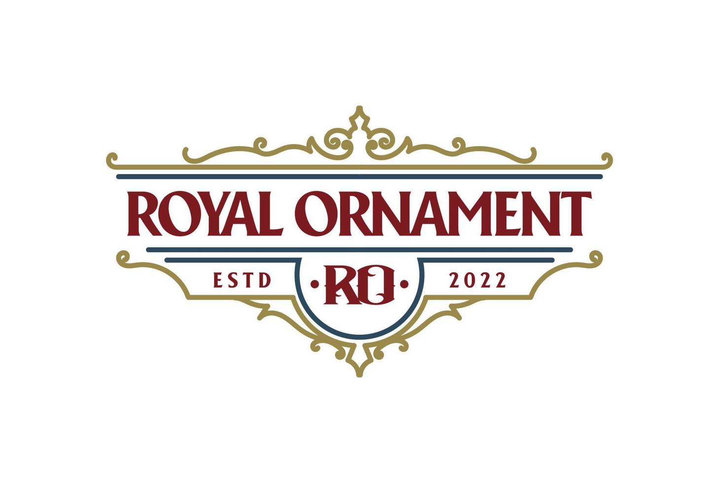 cadre de frontière vintage couronne royale vintage insigne emblème timbre étiquette logo design vecteur