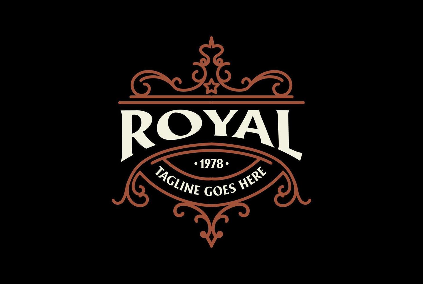 vecteur de conception de logo d'étiquette d'emblème d'insigne de couronne royale vintage