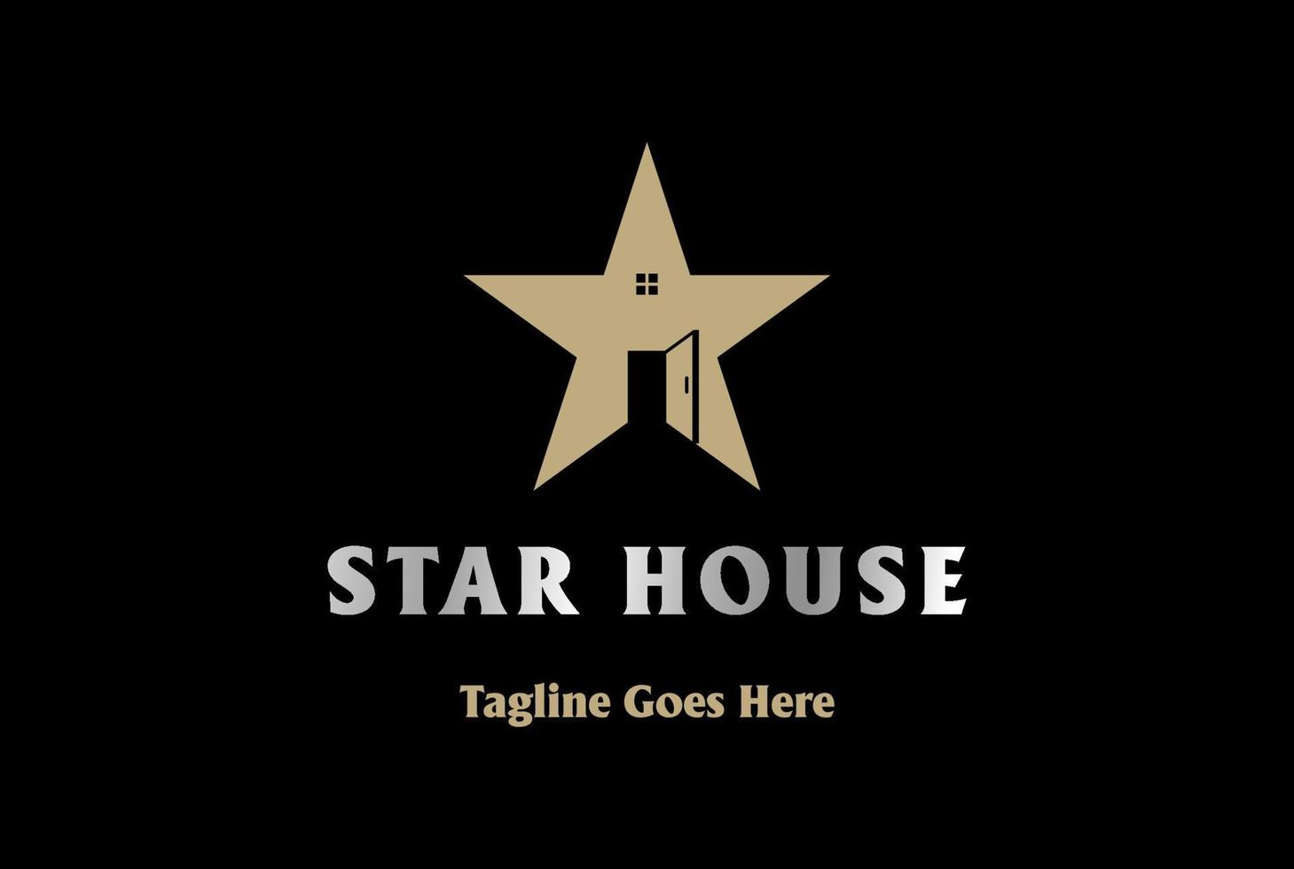 simple étoile dorée avec porte de maison pour l'immobilier ou l'artiste talent show logo design vector