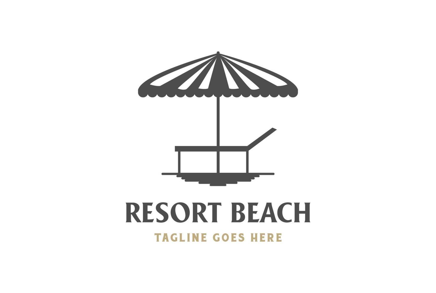 parasol de plage vintage parasol et chaise longue sur le sable pour le vecteur de conception de logo de vacances de voyage