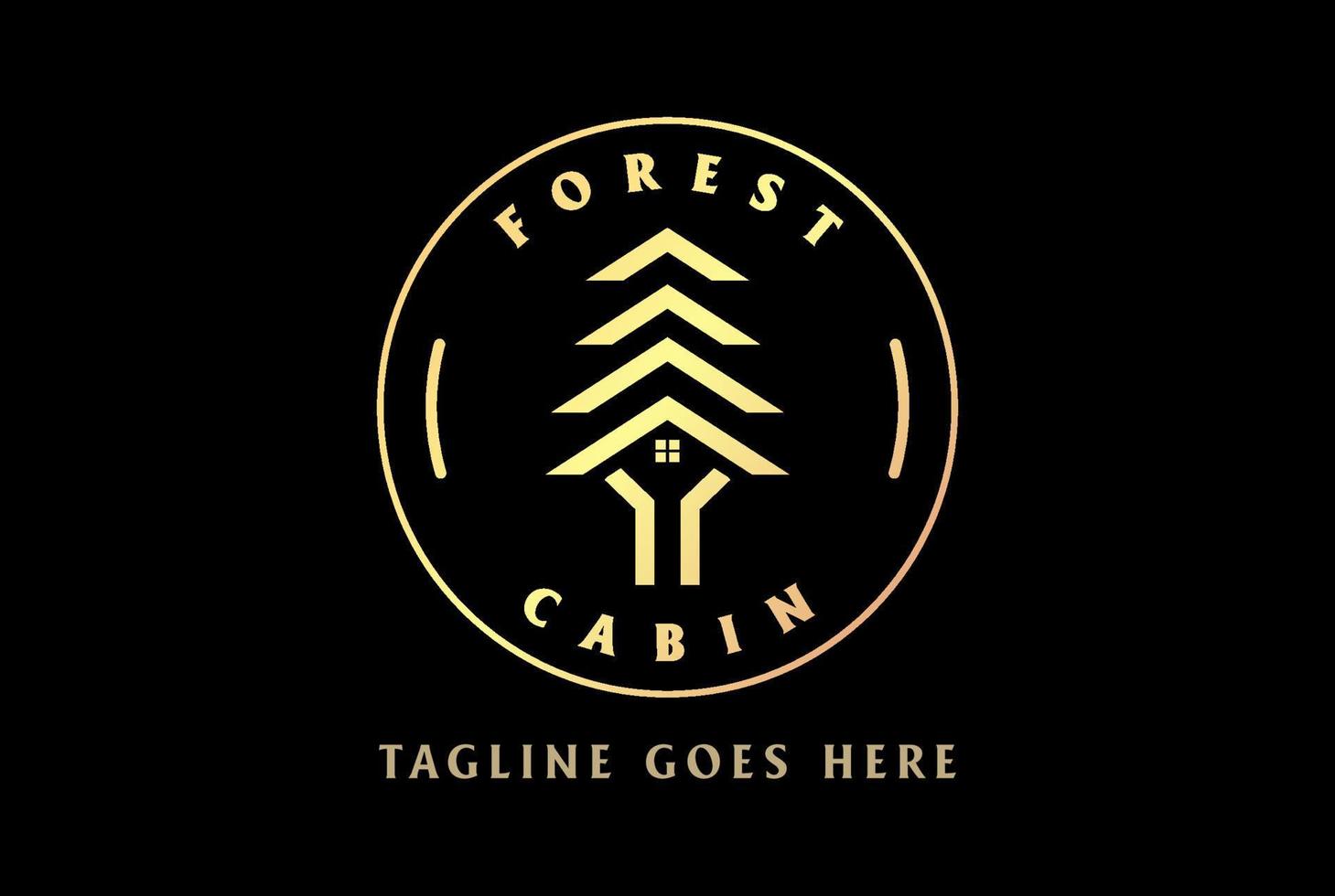 élégante cabane dans les arbres de luxe ou cabane forestière pour le vecteur de conception de logo de chalet immobilier