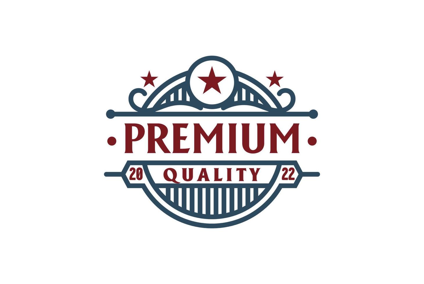 vecteur de conception de logo de timbre d'étiquette d'emblème d'insigne de qualité premium circulaire vintage