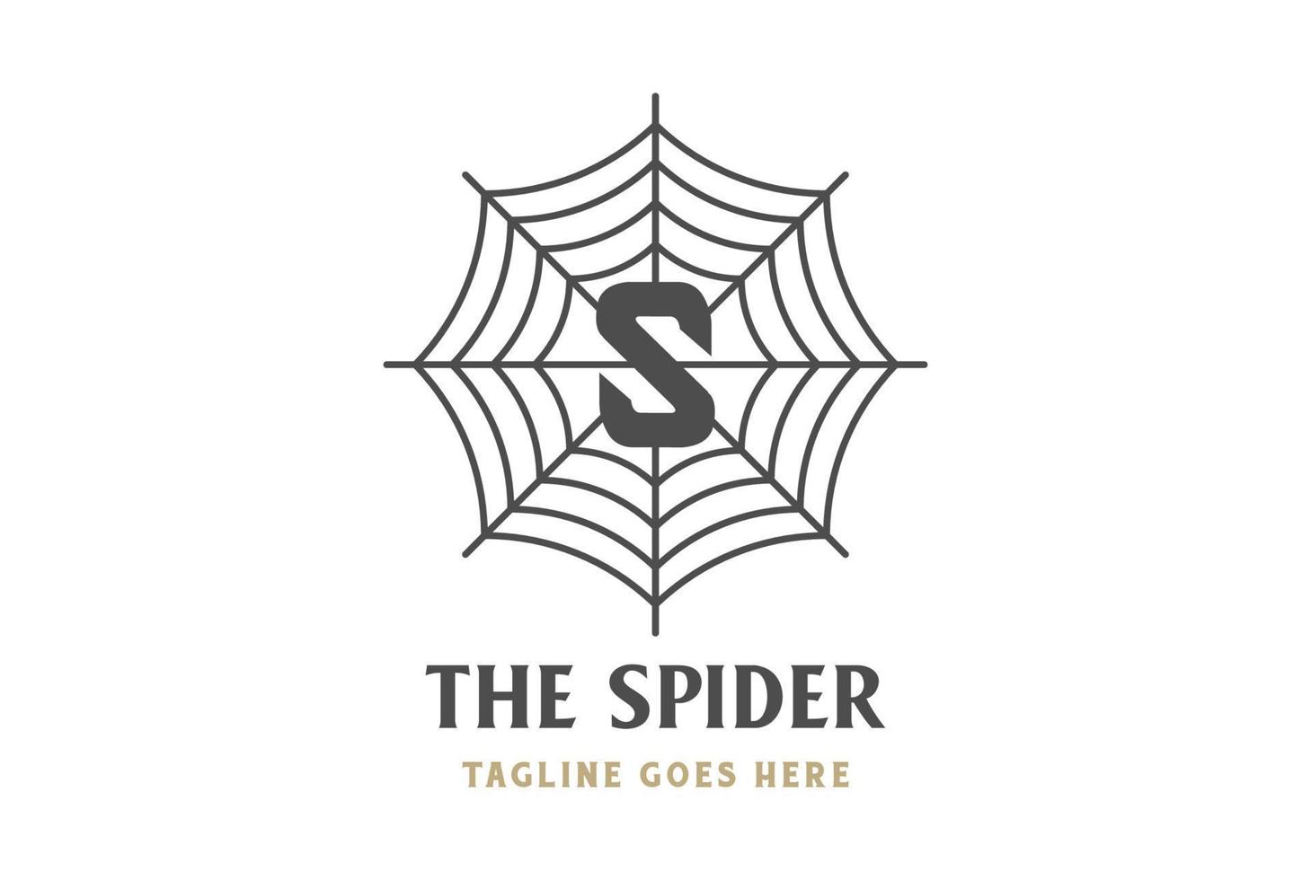 lettre initiale vintage s pour vecteur de conception de logo spider net