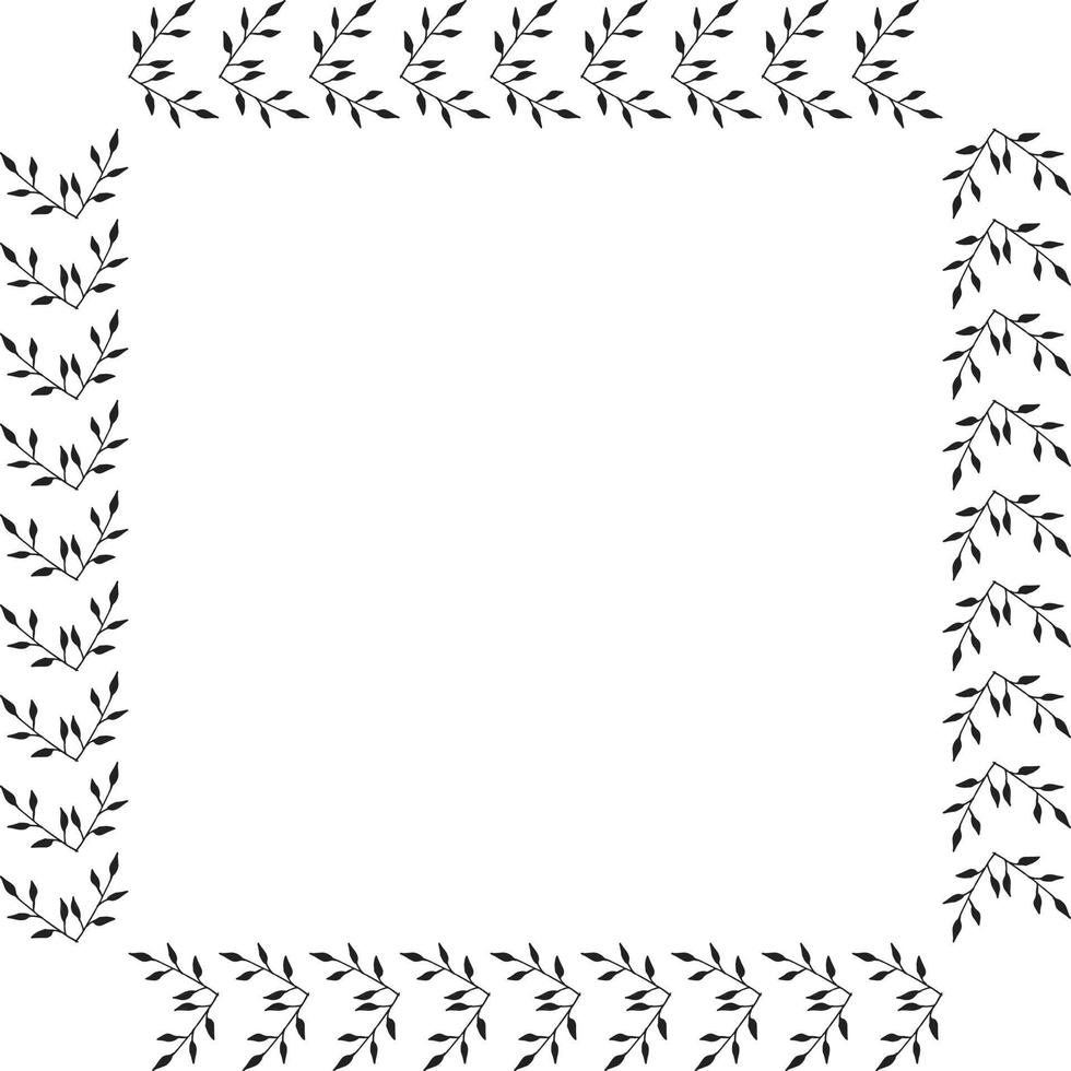 cadre carré avec de simples branches noires créatives sur fond blanc. image vectorielle. vecteur