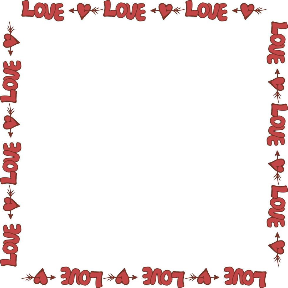 cadre carré avec mots amour et coeurs sur fond blanc. image vectorielle. vecteur