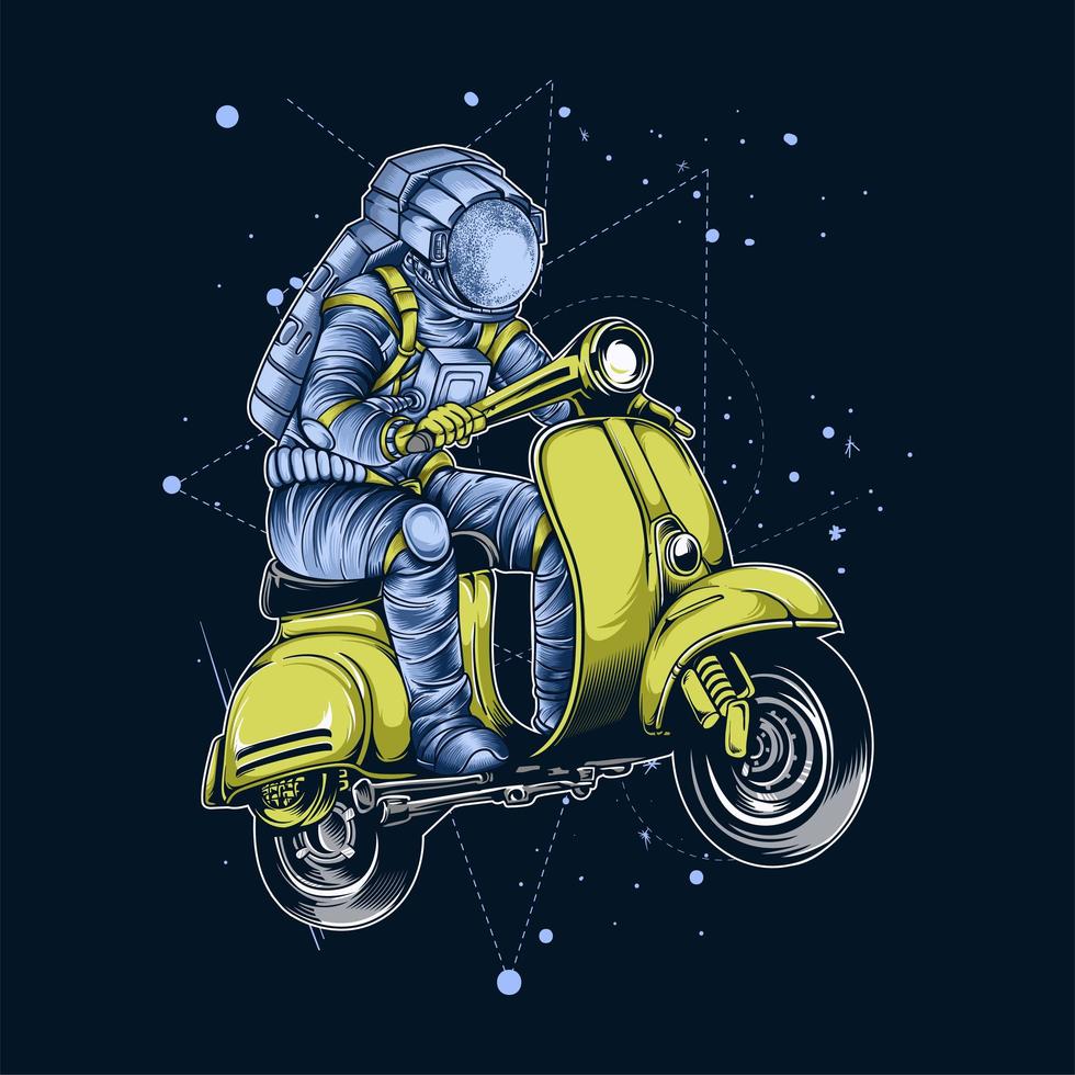 astronaute, équitation, espace, scooter vecteur