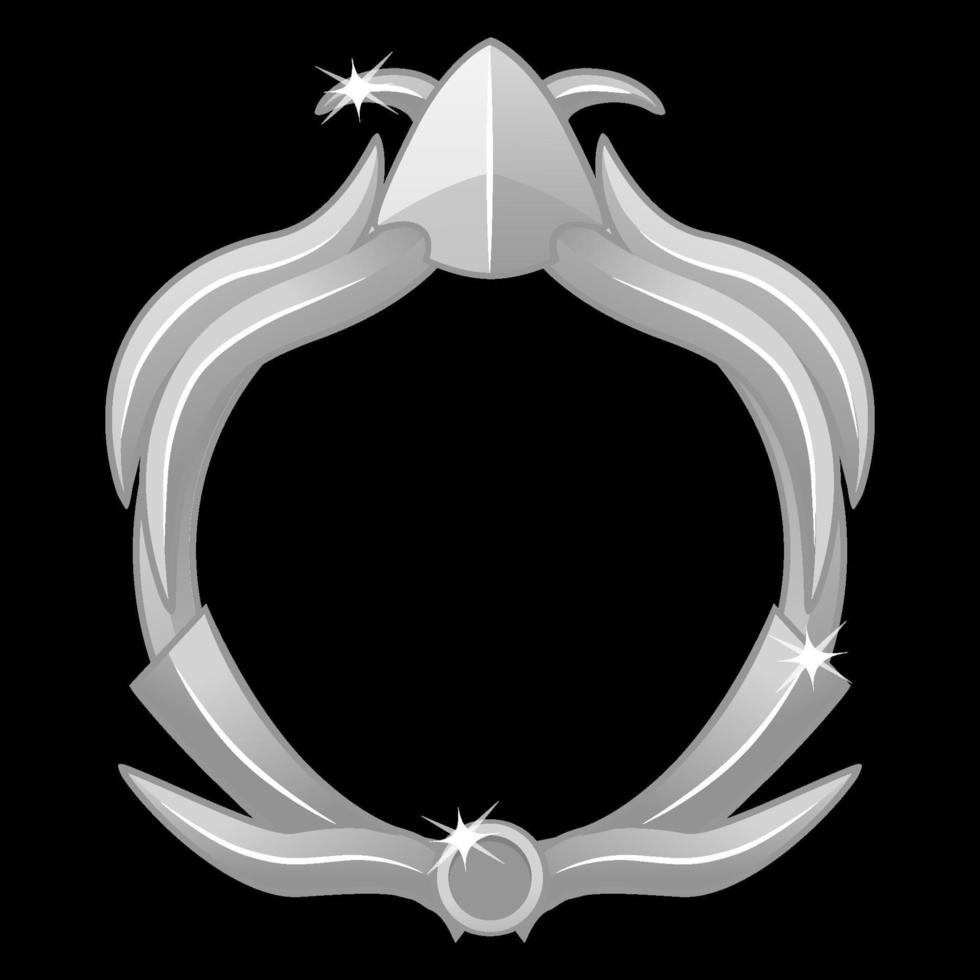 avatar de cadre de jeu en argent, modèle rond pour l'interface utilisateur du jeu. avatar de cadre de jeu en argent, modèle rond pour l'interface utilisateur du jeu. vecteur