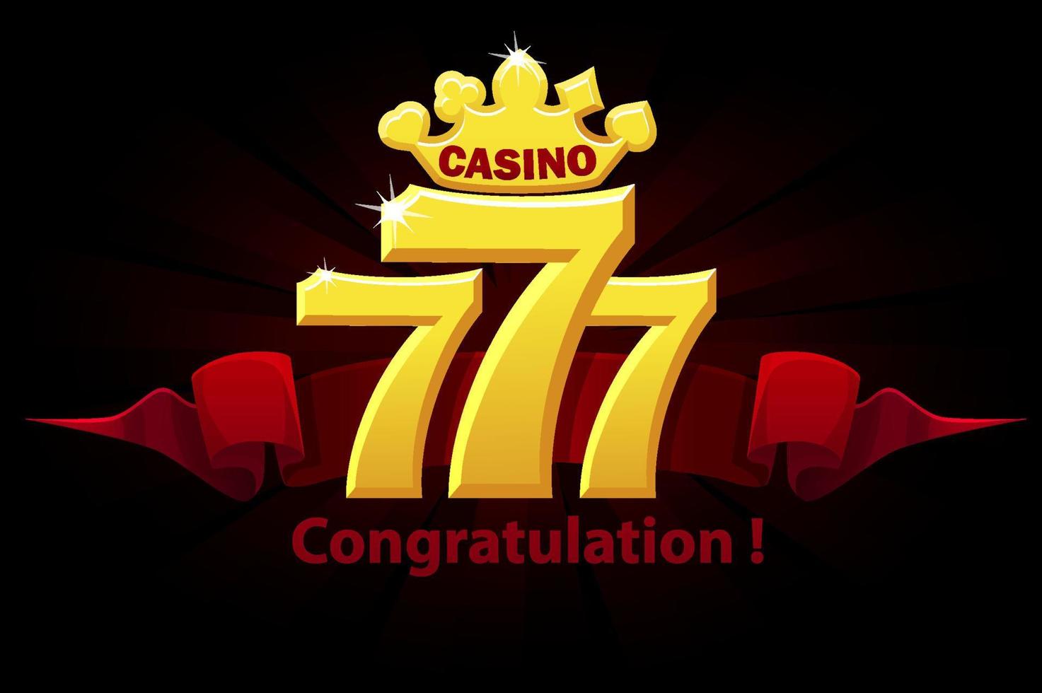 félicitations 777 machines à sous, signe de jackpot, emblème de jeu d'or pour les jeux. vecteur