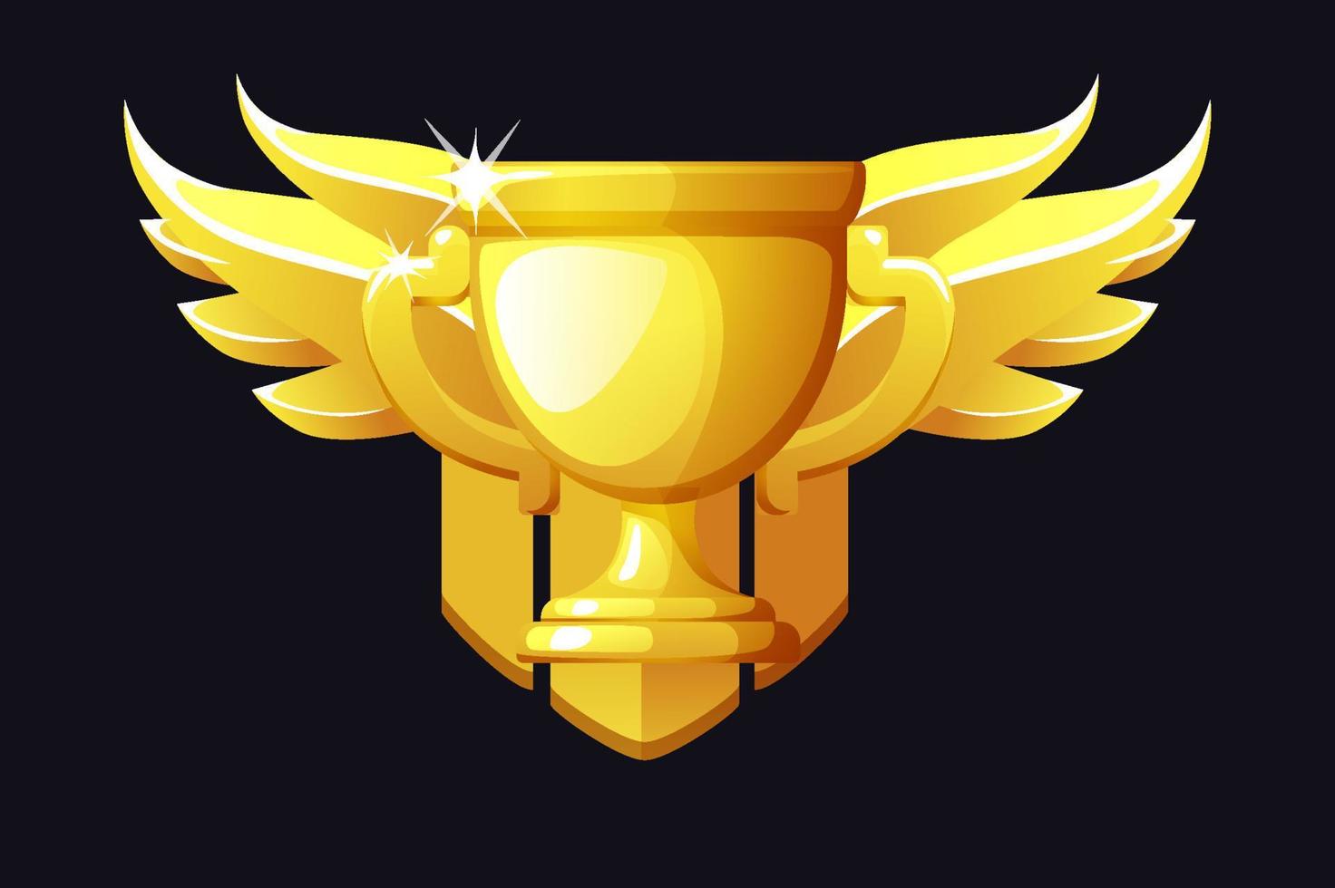 prix de la coupe d'or avec des ailes pour le gagnant des jeux d'interface utilisateur. prix d'illustration vectorielle pour la victoire, icône de luxe pour la conception graphique. vecteur