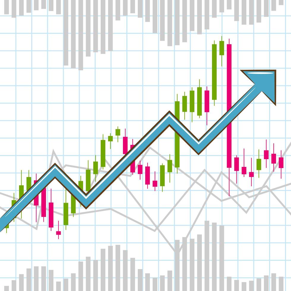 graphique avec flèche remontant vecteur