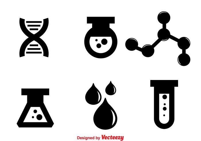 Icônes noires de laboratoire vecteur