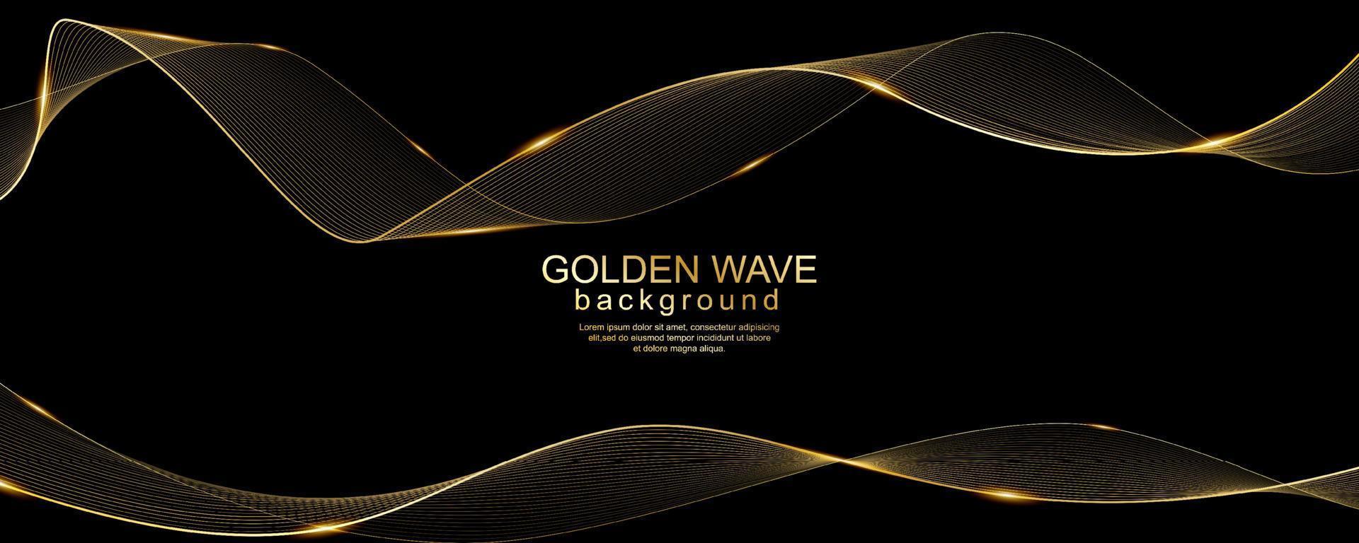 conception de vagues dorées de luxe sur fond noir vecteur