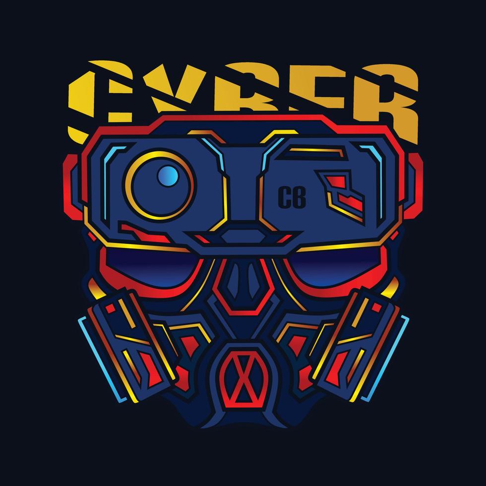 masque cyberpunk vecteur logo cyber illustration.