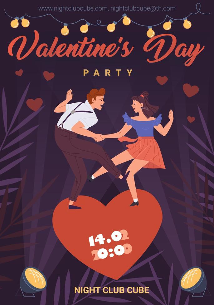 personnages de dessins animés plats amoureux, illustration vectorielle de saint valentin fête flyer vecteur