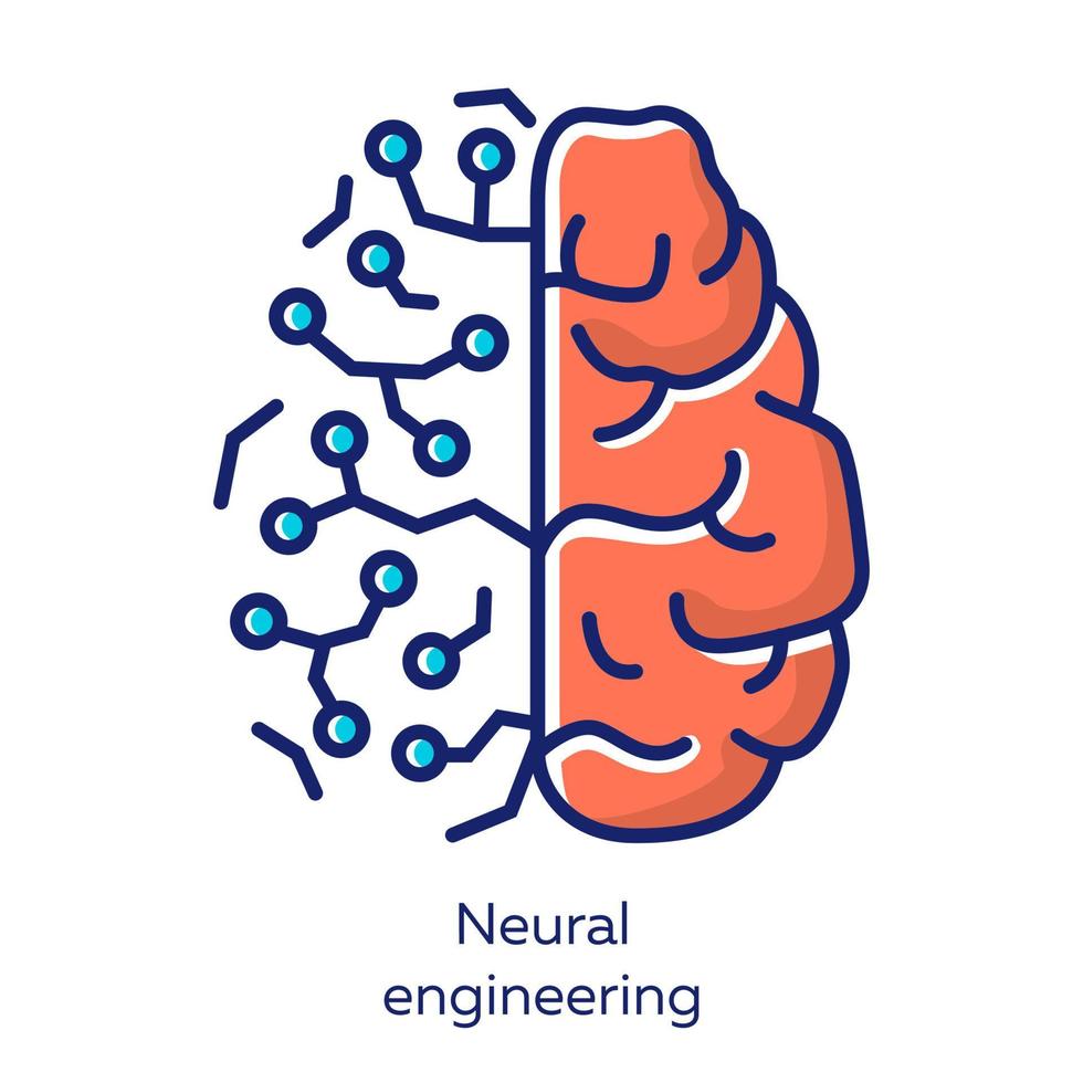 icône de couleur rouge d'ingénierie neuronale. neuroingénierie. génie biomédical. tissus neuronaux vivants et constructions artificielles. bioinformatique. biotechnologie. illustration vectorielle isolée vecteur