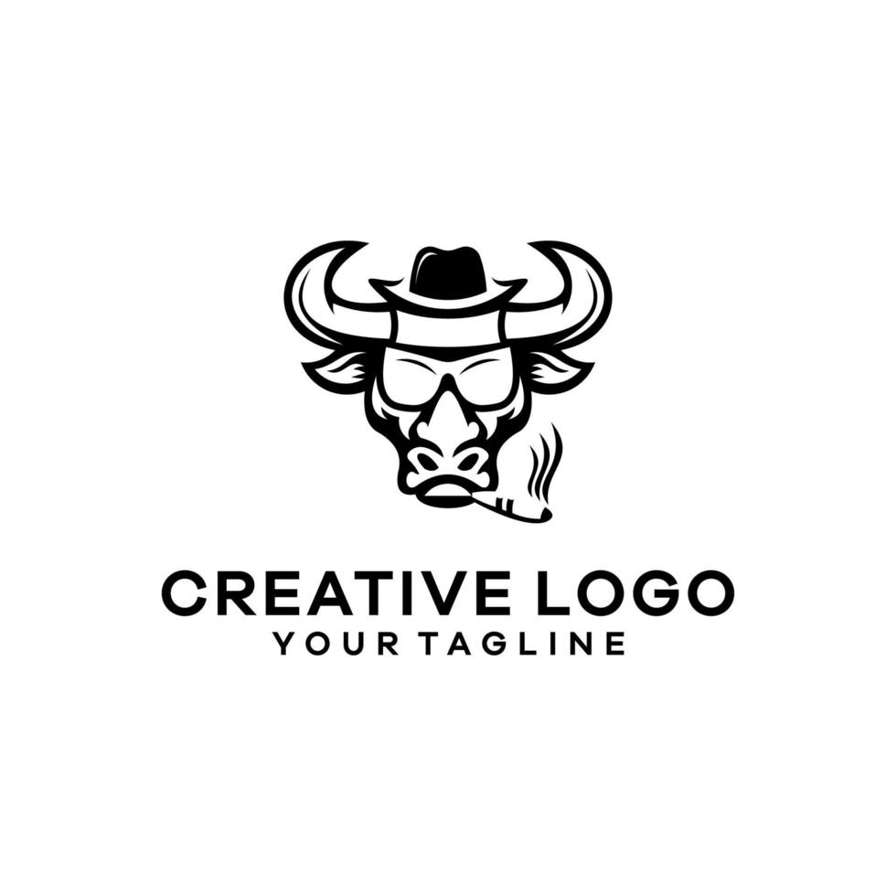 illustration vectorielle de logo de taureau abstrait créatif isolé sur fond blanc vecteur