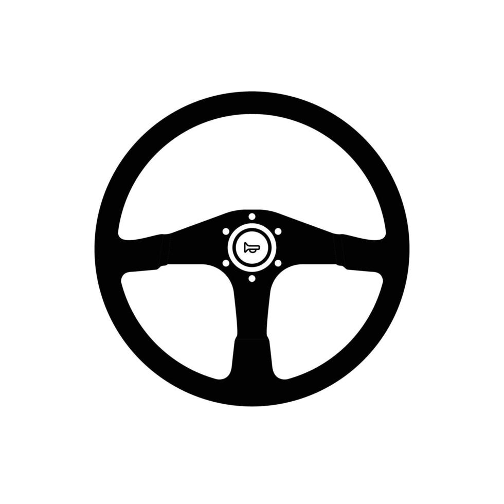 silhouette du volant. élément de design icône noir et blanc sur fond blanc isolé vecteur
