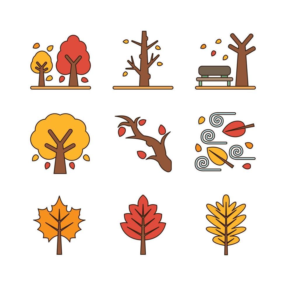 l'état des arbres et des feuilles à l'automne vecteur