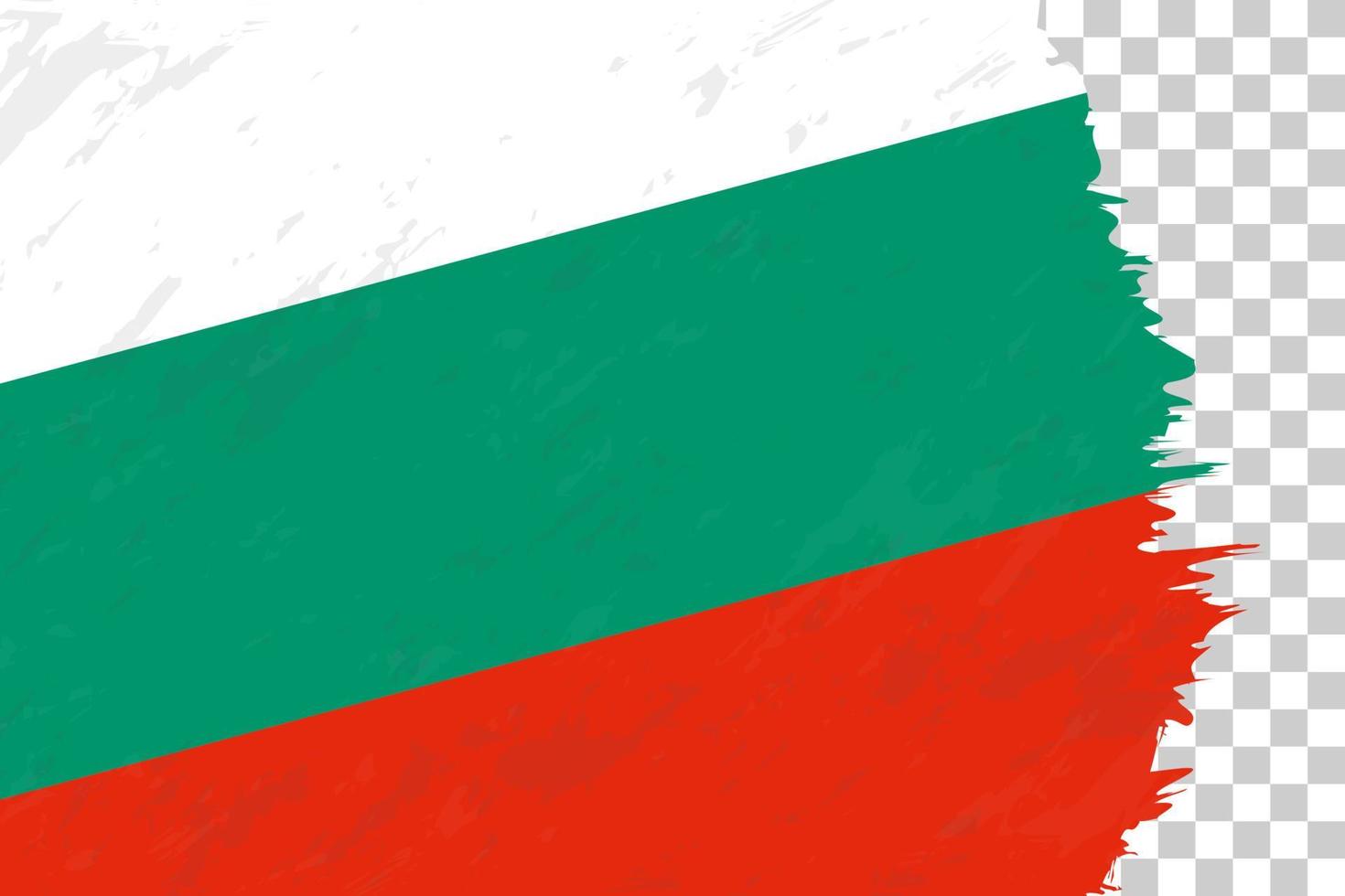 grunge abstrait horizontal brossé drapeau de la bulgarie sur une grille transparente. vecteur