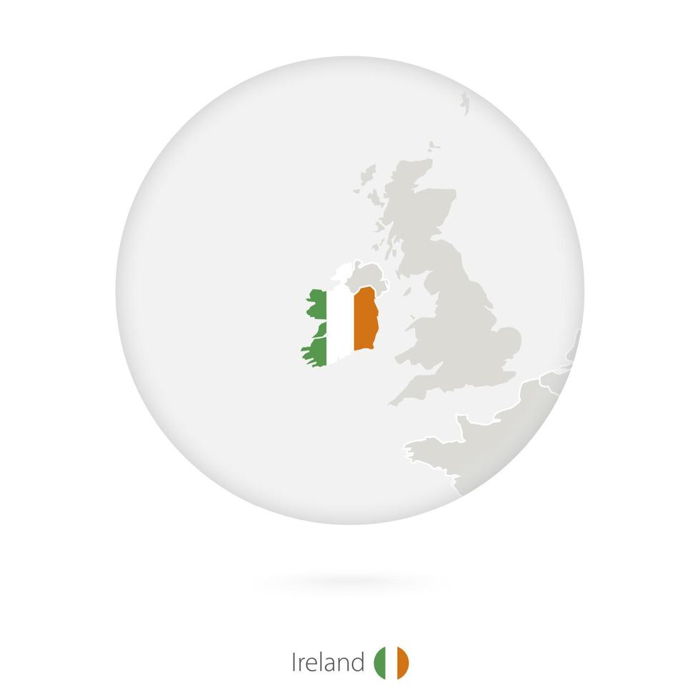 carte de l'irlande et drapeau national dans un cercle. vecteur