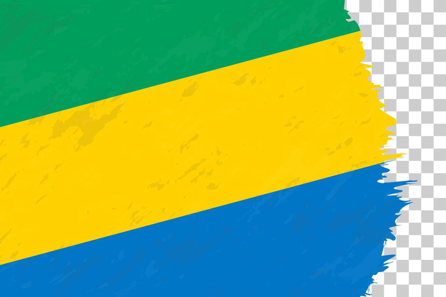 drapeau brossé grunge abstrait horizontal du gabon sur une grille transparente. vecteur