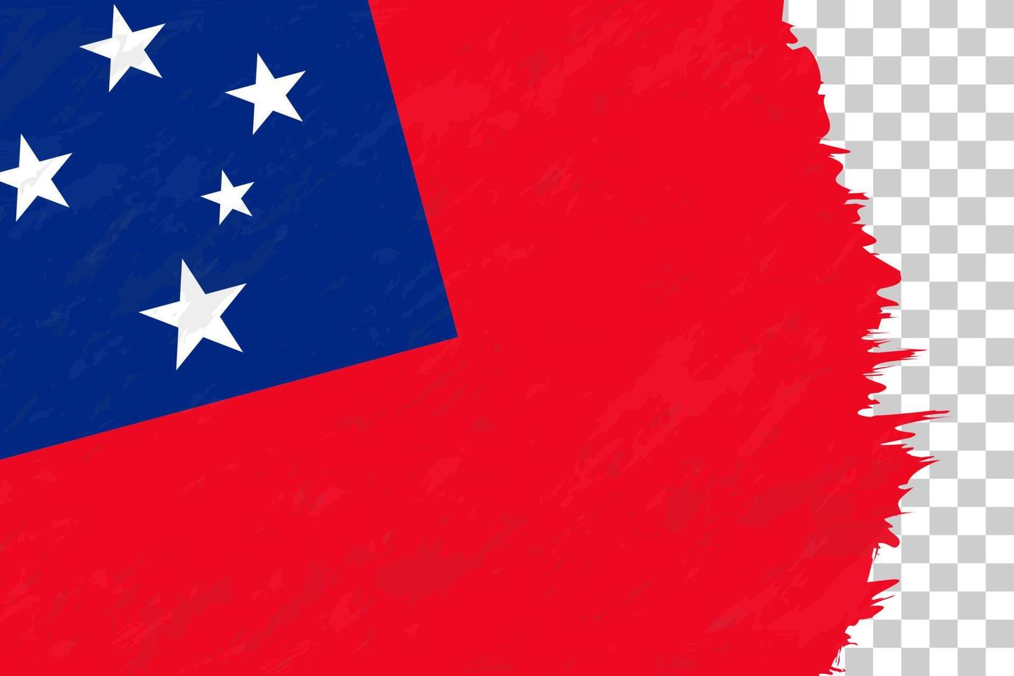 grunge abstrait horizontal brossé drapeau des samoa sur la grille transparente. vecteur