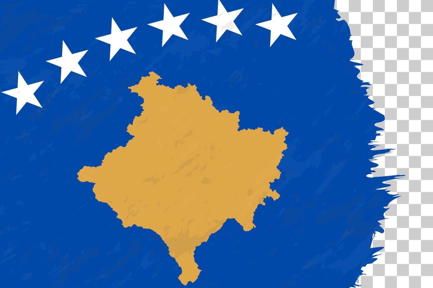 grunge abstrait horizontal brossé drapeau du kosovo sur une grille transparente. vecteur