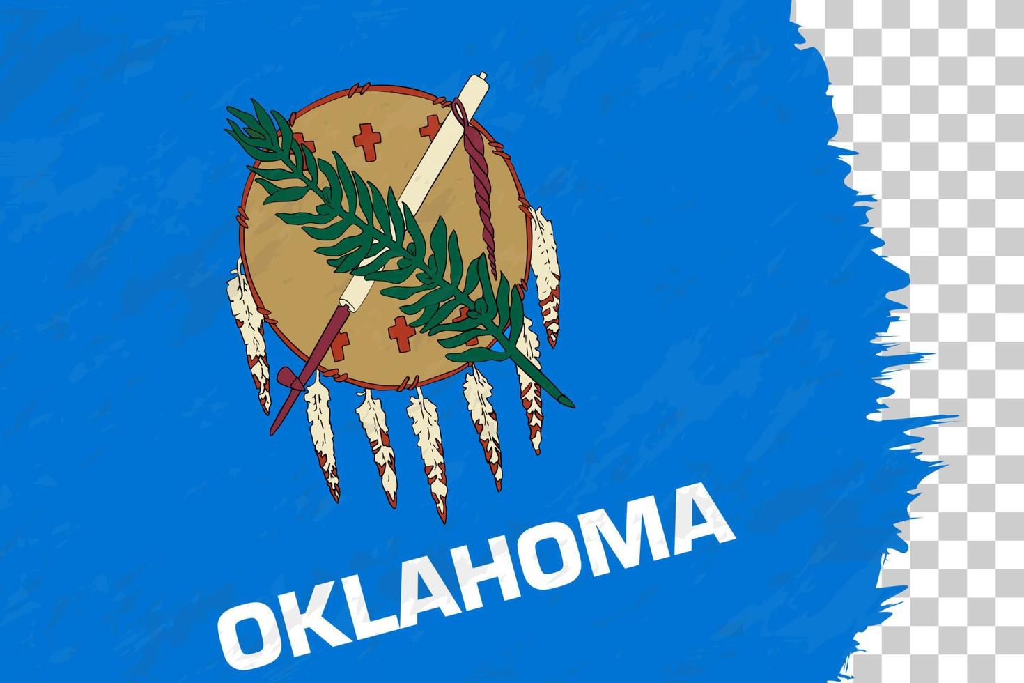 drapeau brossé grunge abstrait horizontal de l'oklahoma sur une grille transparente. vecteur