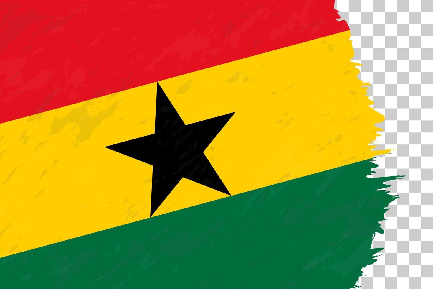 grunge abstrait horizontal brossé drapeau du ghana sur une grille transparente. vecteur