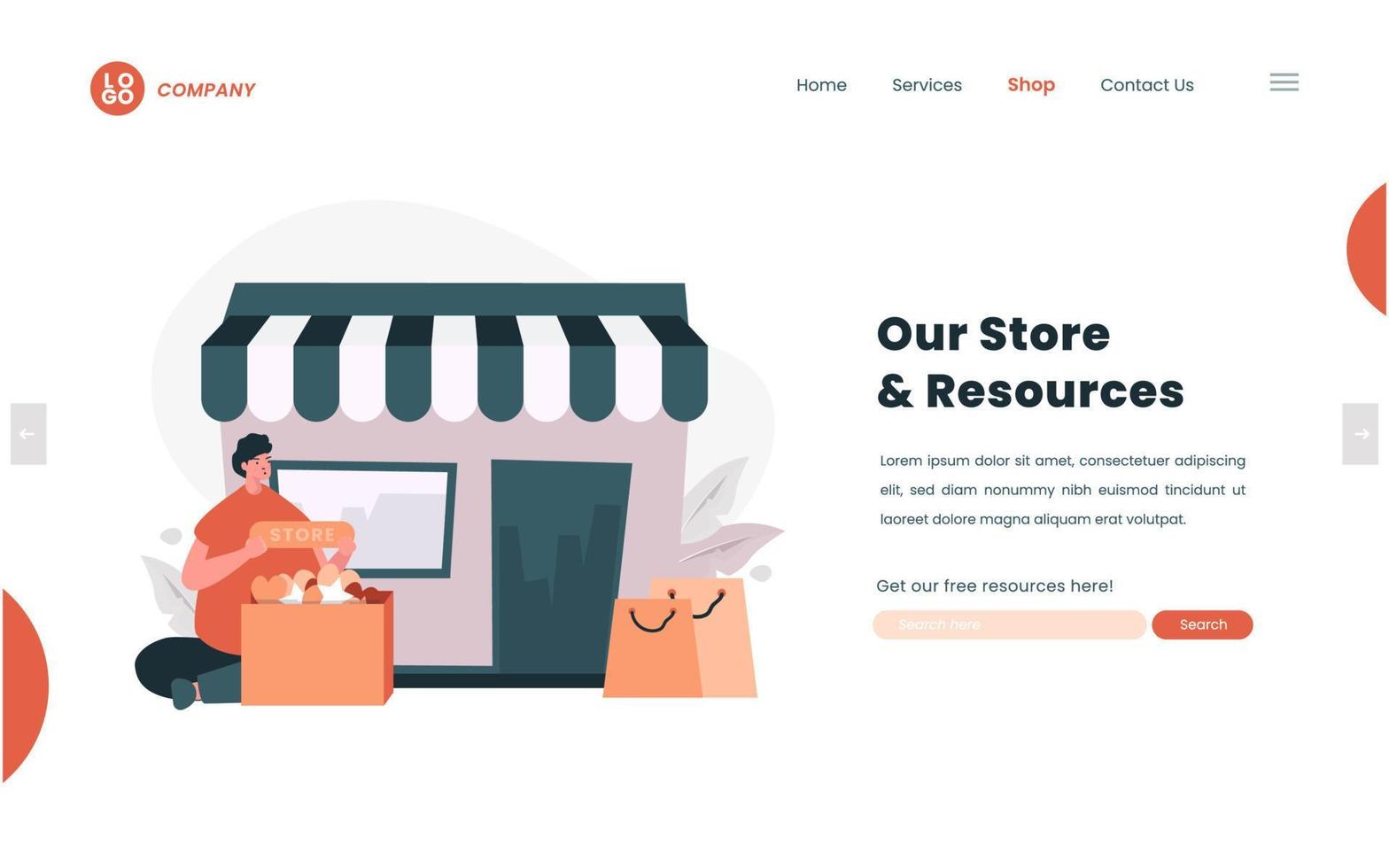 notre concept d'illustration de magasin ou de ressources vecteur