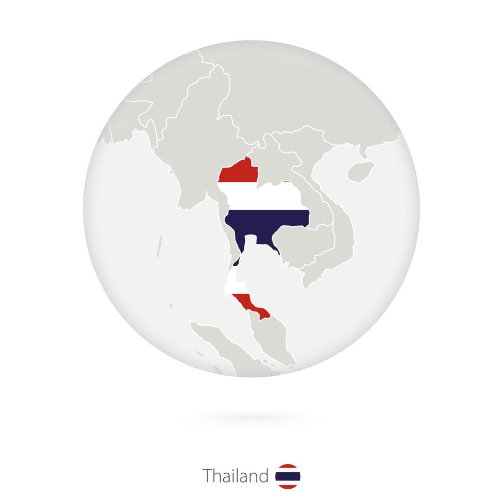 carte de la thaïlande et drapeau national dans un cercle. vecteur