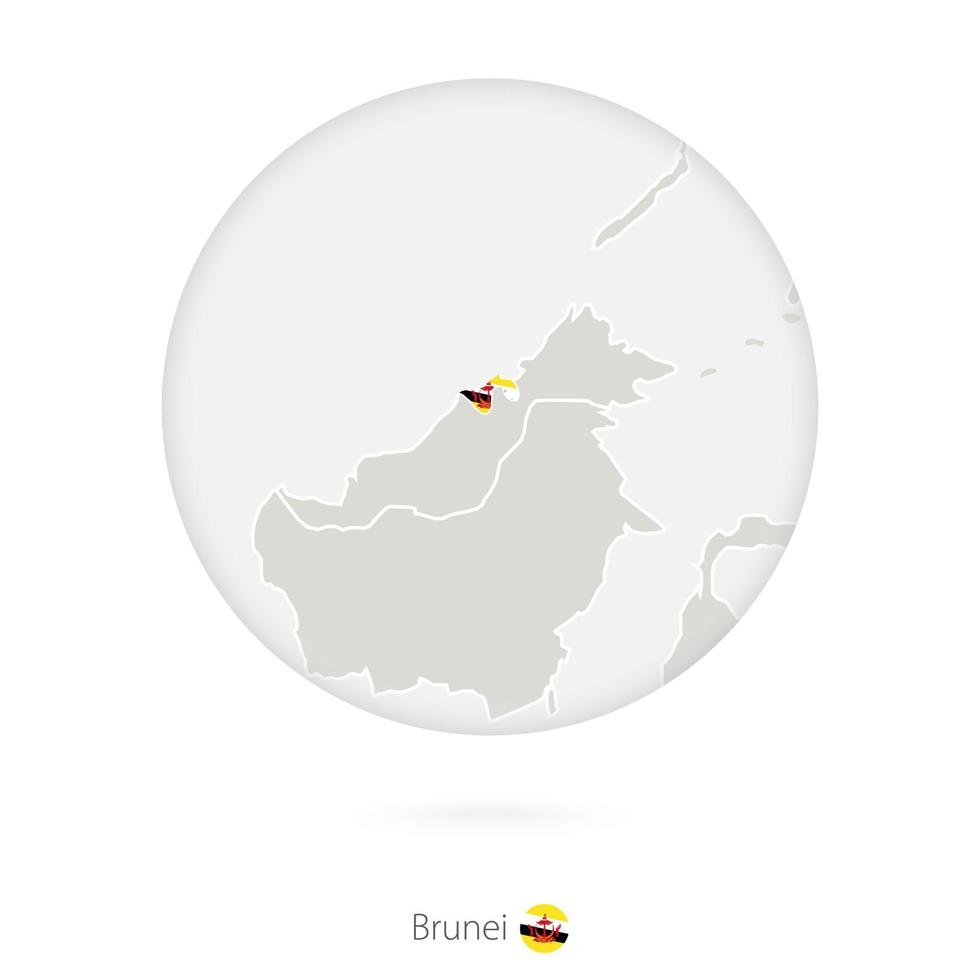 carte de brunei et drapeau national dans un cercle. vecteur