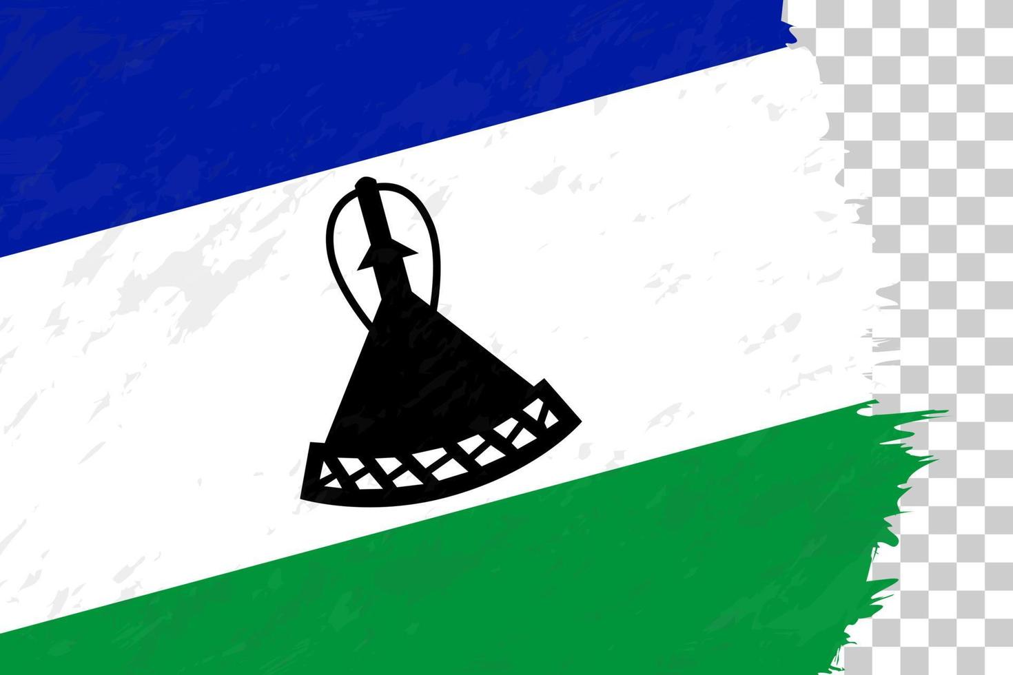 drapeau brossé grunge abstrait horizontal du lesotho sur une grille transparente. vecteur