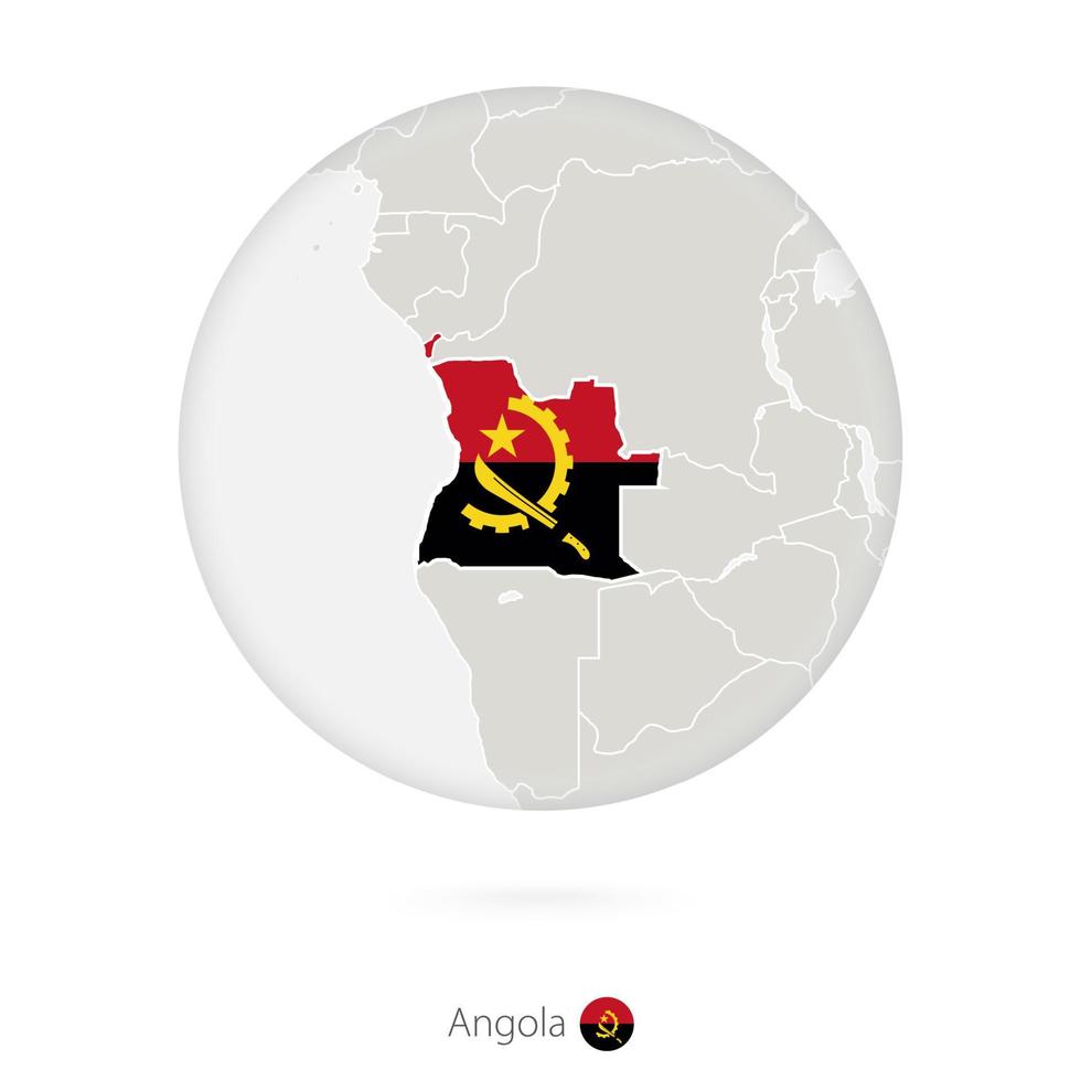 carte de l'angola et drapeau national dans un cercle. vecteur