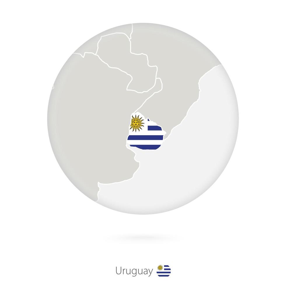 carte de l'uruguay et drapeau national dans un cercle. vecteur