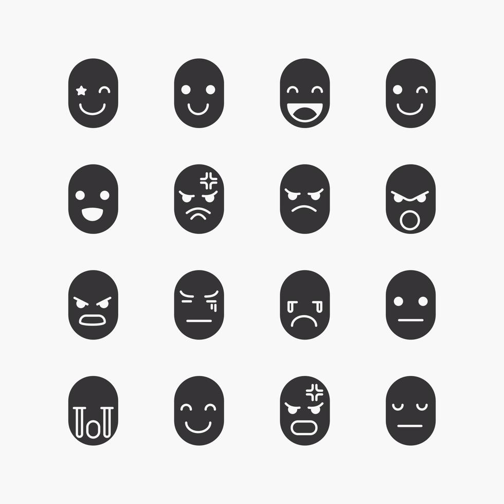 jeu d'icônes de ligne de visage emoji. sur fond blanc. icône de vecteur