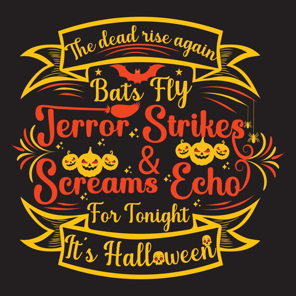 conception de t-shirt joyeux halloween avec des éléments d'halloween ou conception de typographie d'halloween dessinée à la main vecteur