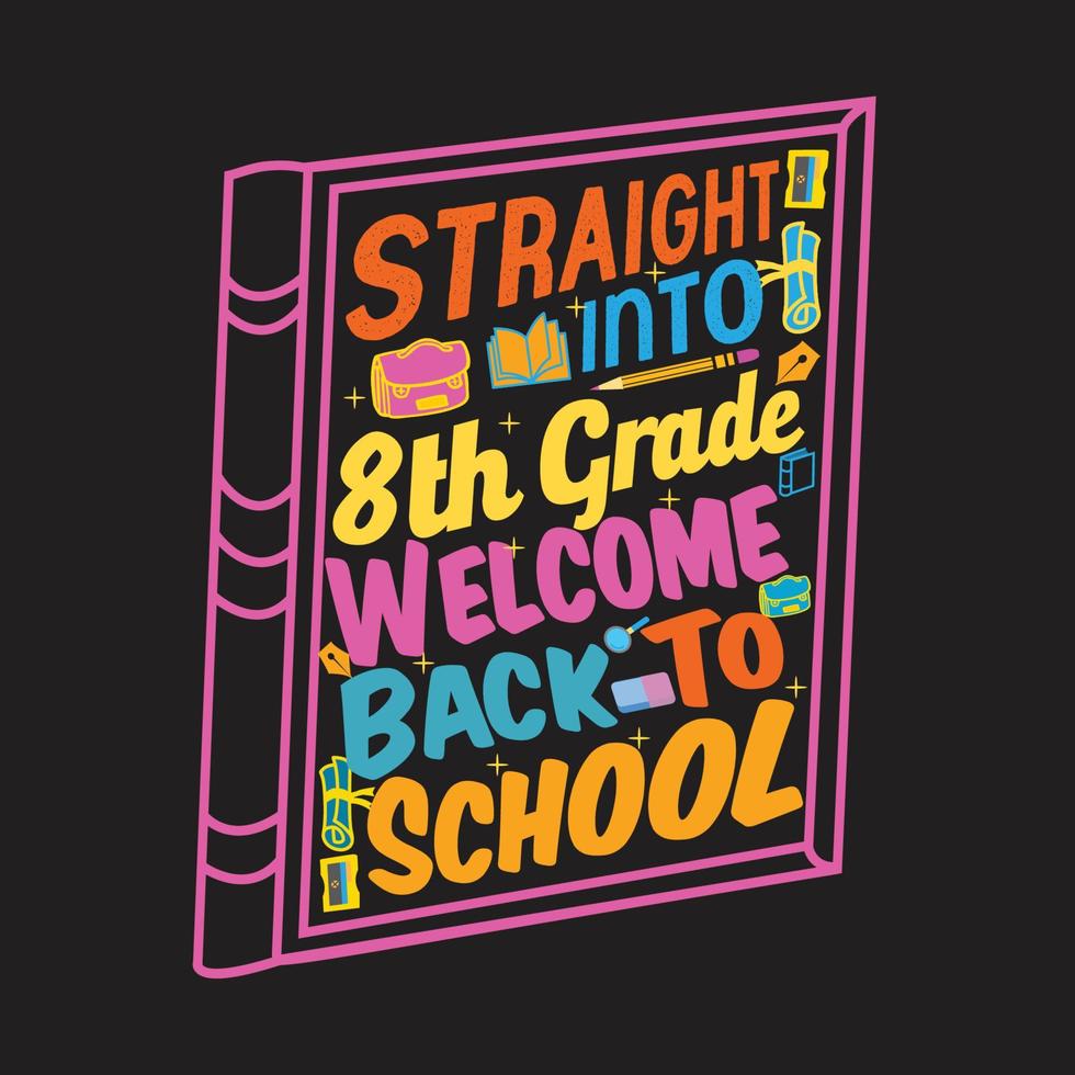 bienvenue à la conception de t-shirt de retour à l'école avec des éléments de l'école ou dessiné à la main à la conception de typographie de l'école vecteur