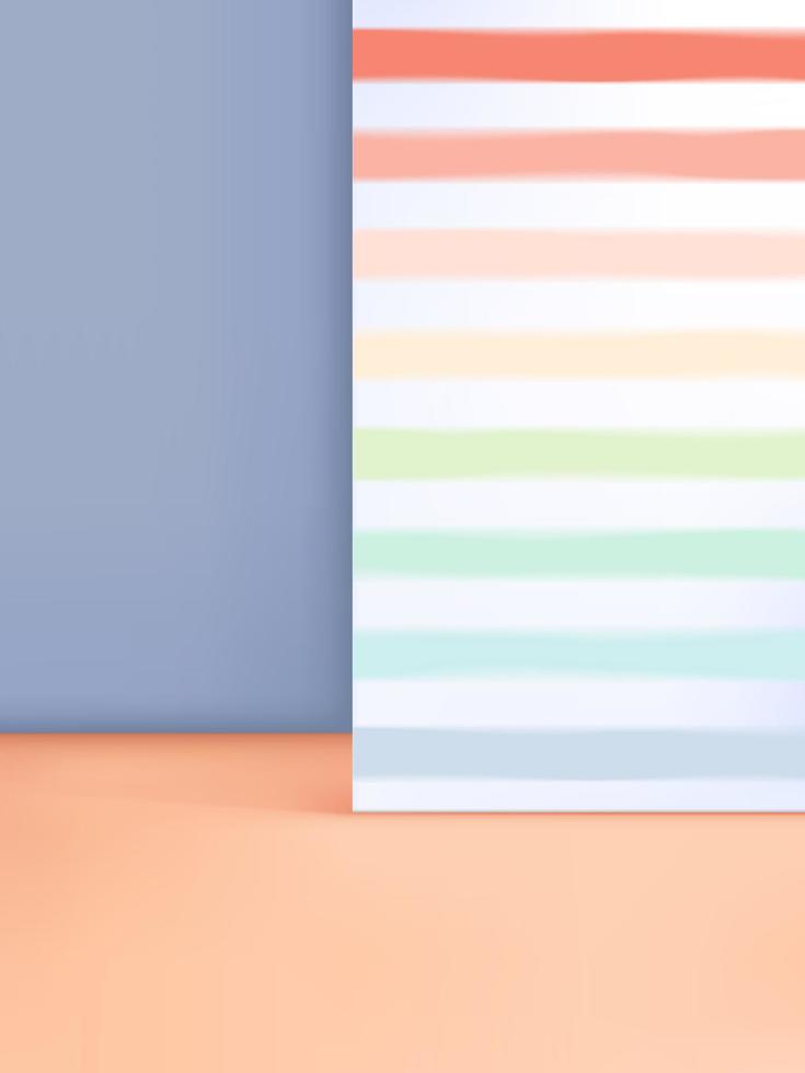 illustration vectorielle 3d fond de studio pastel minimal avec motif à rayures arc-en-ciel pour l'affichage du produit. vecteur