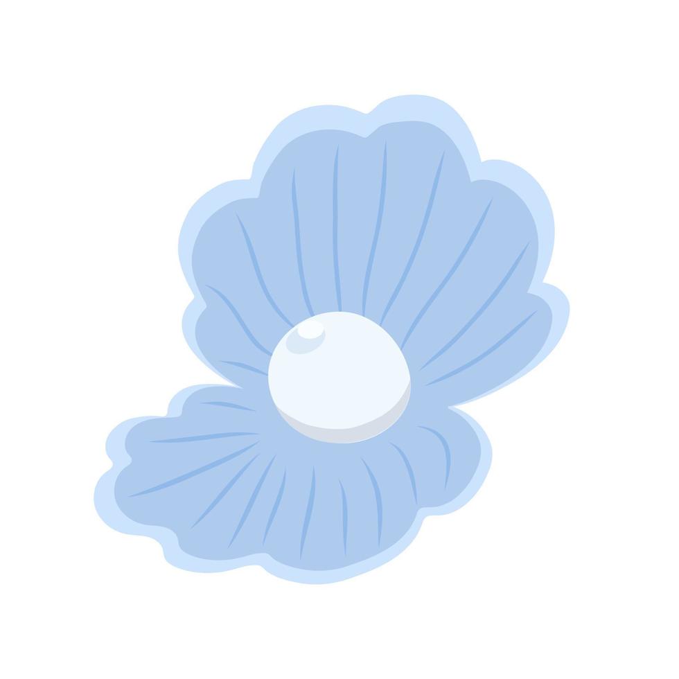 perle dans la coquille ouverte illustration vectorielle de style plat simple doodle, image de dessin animé de la vie marine sous-marine pour la décoration des enfants, affiche, mascotte, clipart vecteur