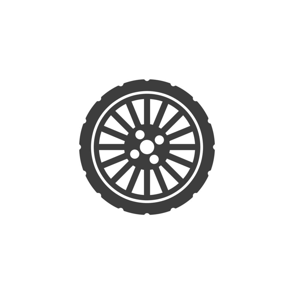 Le signe vectoriel du symbole des roues de voiture est isolé sur un fond blanc. couleur d'icône de roues de voiture modifiable.
