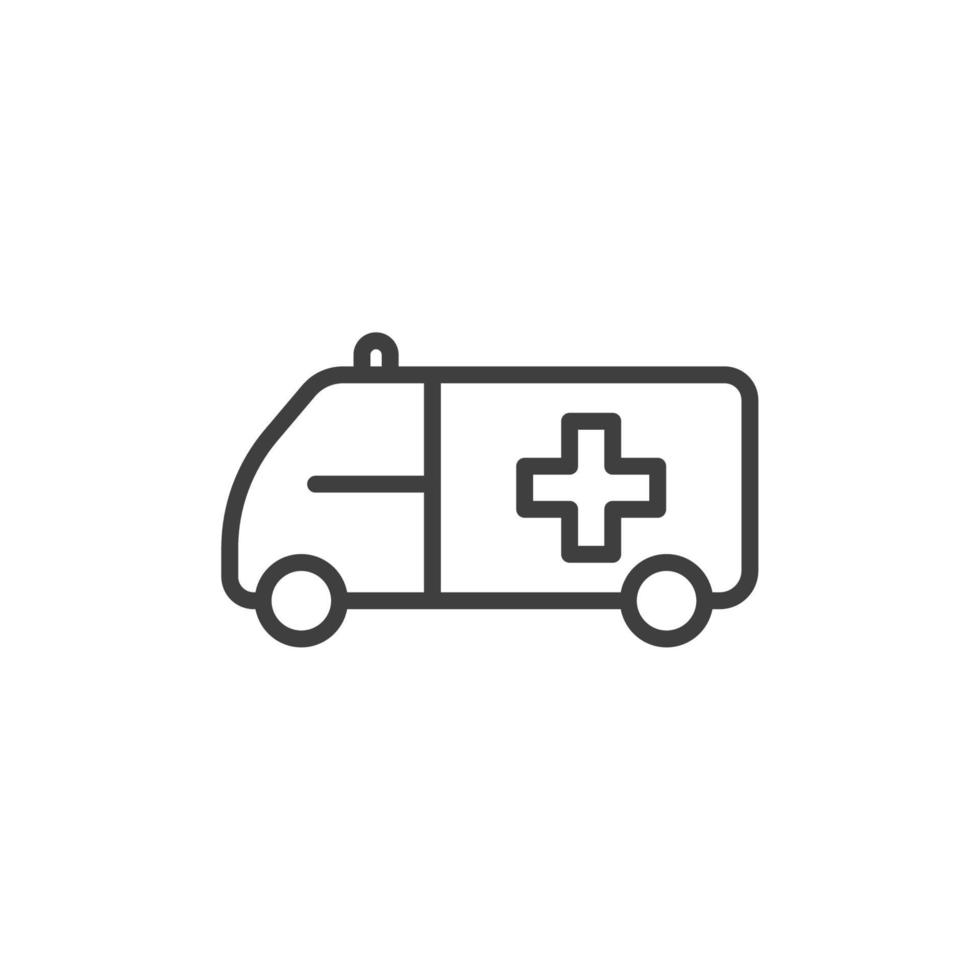 Le signe vectoriel du symbole du camion ambulance est isolé sur un fond blanc. couleur d'icône de camion d'ambulance modifiable.