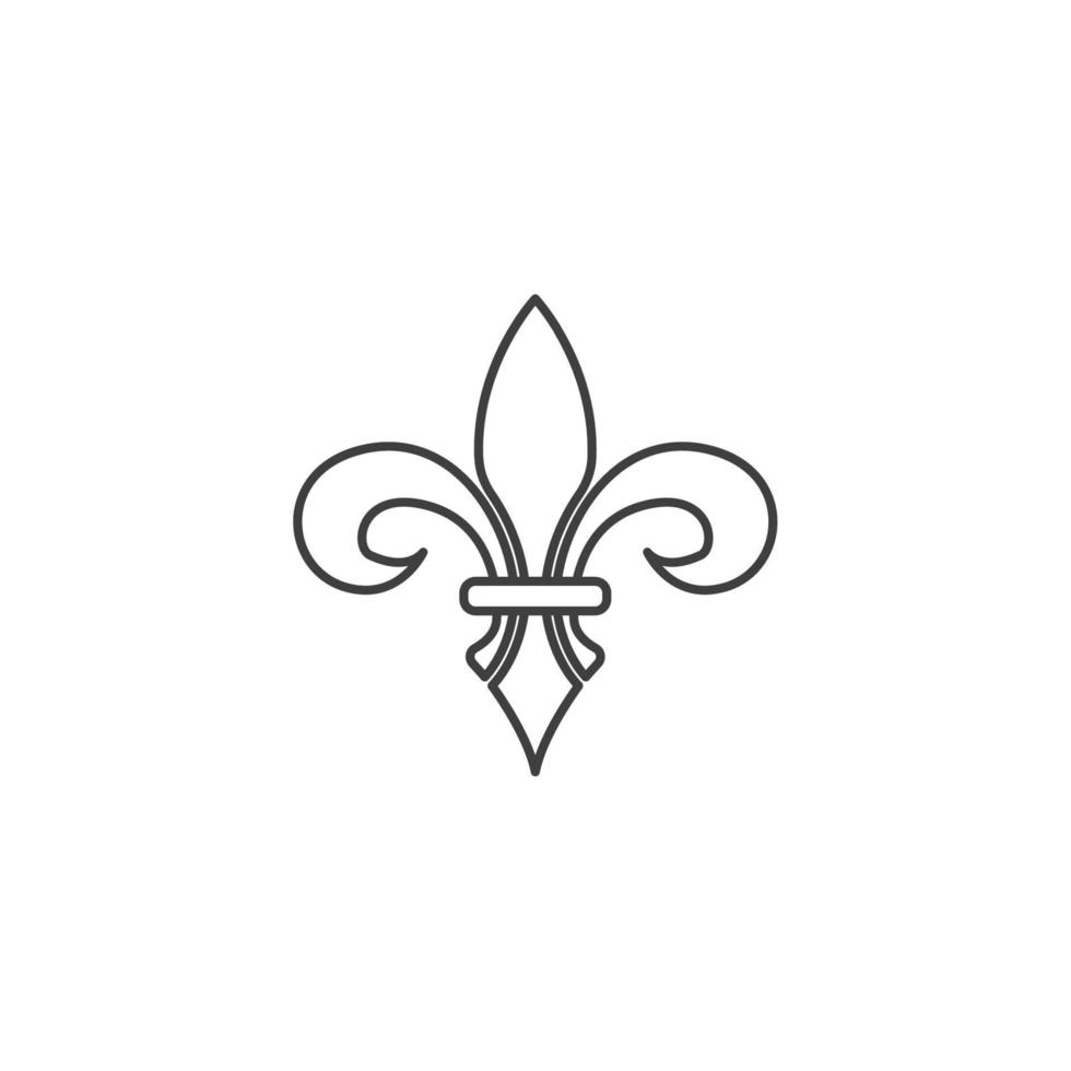 Le signe vectoriel du symbole héraldique fleur de lis est isolé sur fond blanc. couleur d'icône héraldique fleur de lys modifiable.